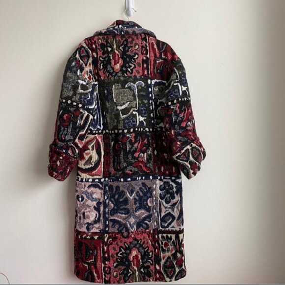 NWT ZARA Blogger Favorite LMT Edition Patchwork Multi Jacquard Coat - Picture 4 of 6